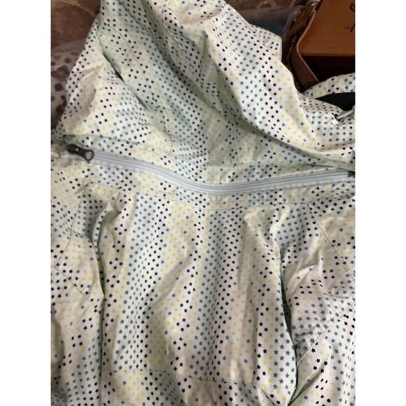 Burton Girls Striped Star Print Hooded Snowboard Ski Jacket L Green Fleece Lined - Picture 9 of 15